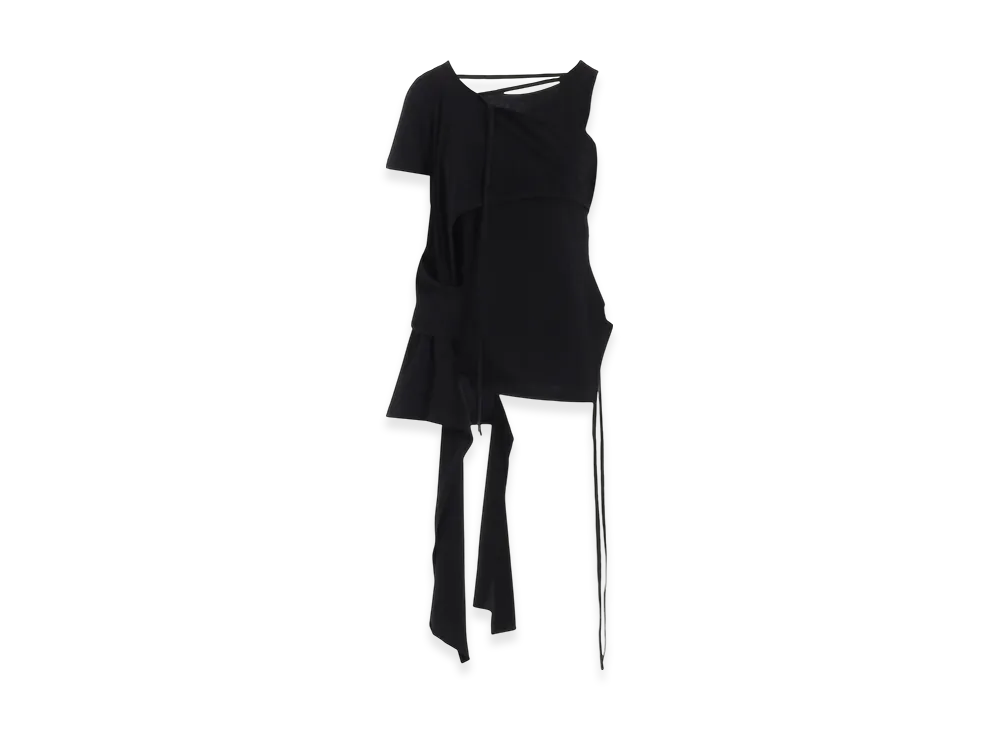 Yohji Yamamoto 56/-Compact Single Jersey Asymmetry Layered Ssv T "Black"