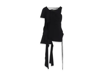 Yohji Yamamoto 56/-Compact Single Jersey Asymmetry Layered Ssv T "Black"