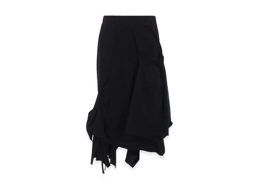 Yohji Yamamoto 56/-Compact Single Jersey Gathered Skirt "Black"