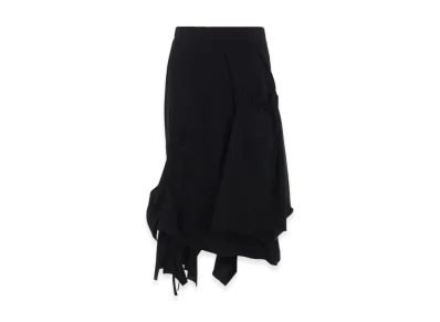 Yohji Yamamoto 56/-Compact Single Jersey Gathered Skirt "Black"