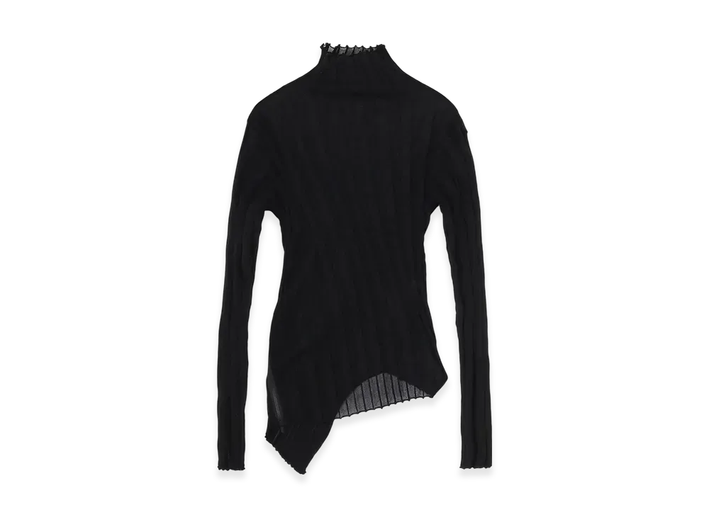 Yohji Yamamoto High Gauge Rib Zip Detail Highneck Top "Black"