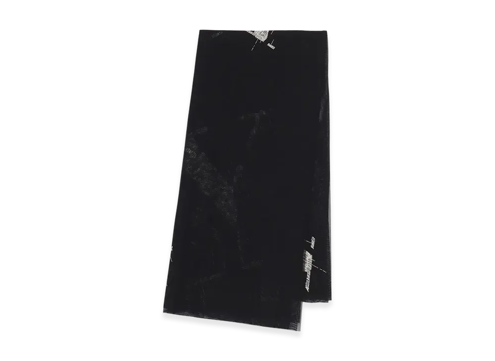 Yohji Yamamoto Silk Tulle Discharge Print B Y5Pcs Scarf "Black"