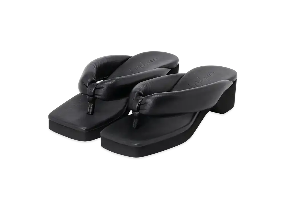 Yohji Yamamoto Soft Smooth Leather Heel Geta "Black"