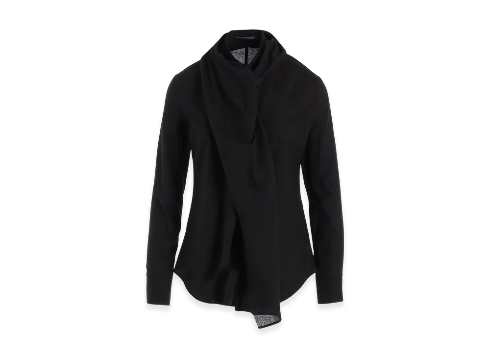 Yohji Yamamoto 100/-Khadi Stole Detail Blouse "Black"