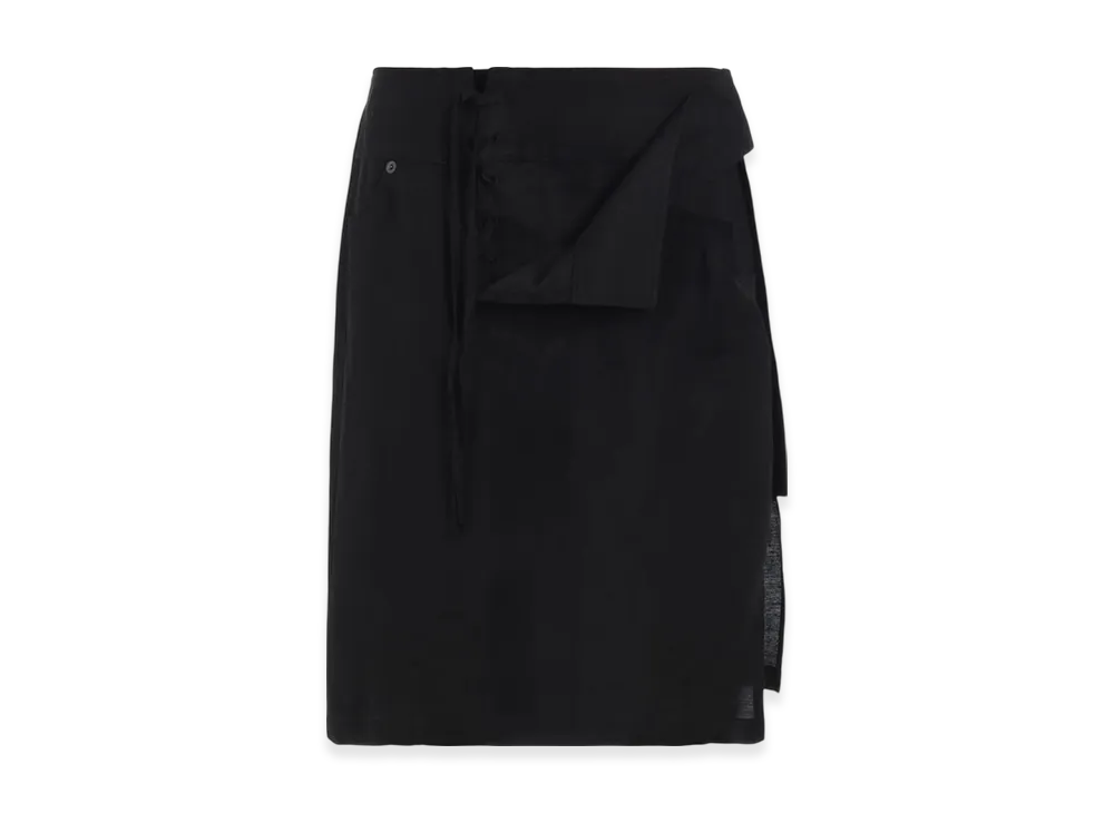 Yohji Yamamoto Linen Silk Lace Up Detail Short Skirt "Black"