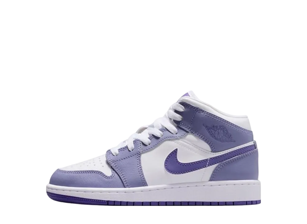 ナイキ GS エアジョーダン1 ミッド "ダスティーアメシスト/ホワイト/コートパープル" (キッズ)