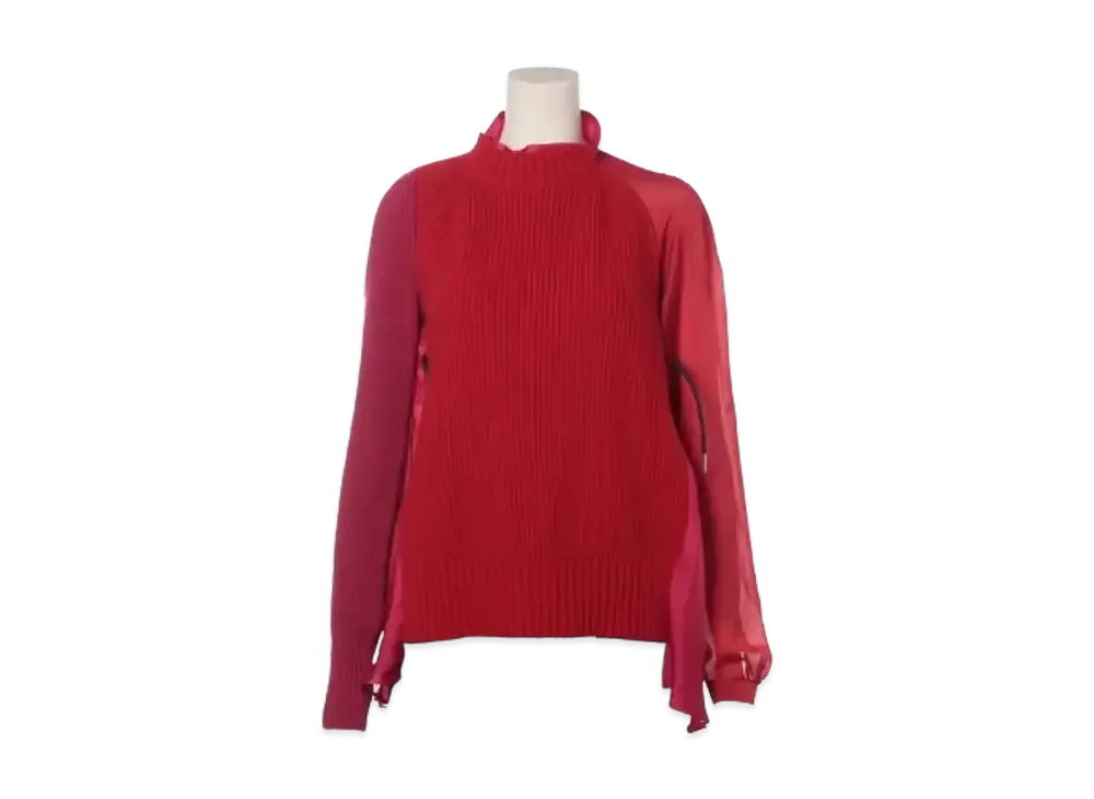 サカイ ウール x ポリエステル ニット "レッド/ピンク"