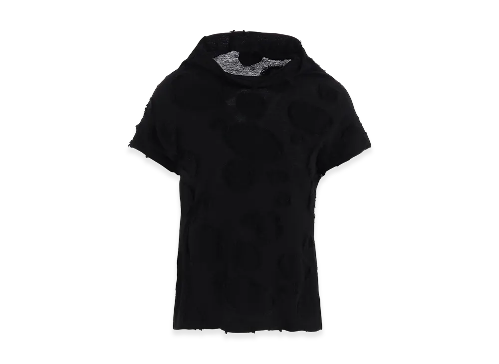 Yohji Yamamoto C40/-Sz + 20/-Dot JQ High Neck Short Slv T "Black"