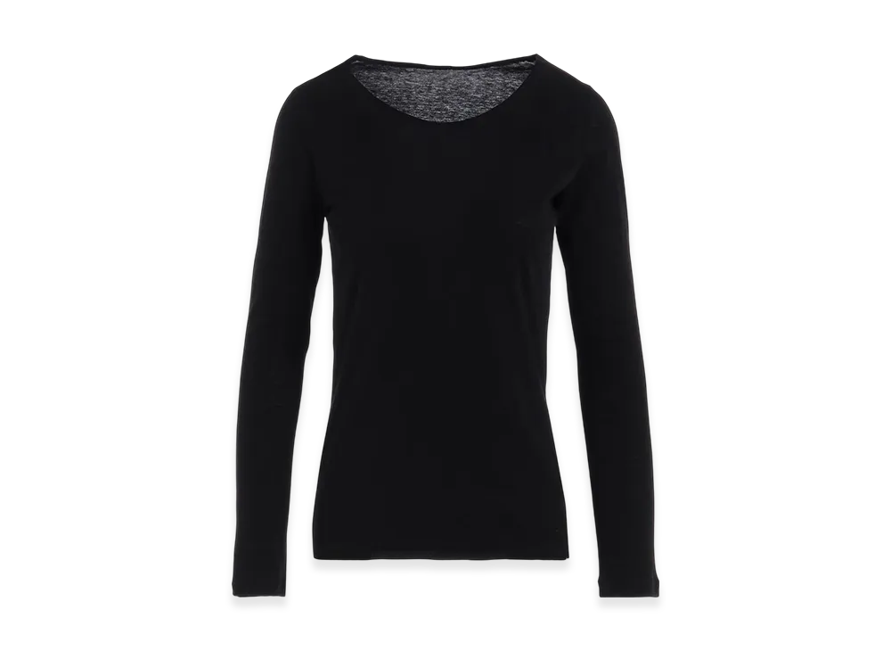 Yohji Yamamoto Casharn Round Neck Long Slv T "Black"