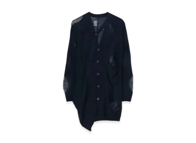 Yohji Yamamoto 12G2P Plain Stitch+Pattern Draped D Cardigan "Navy"