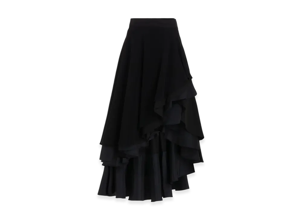 Yohji Yamamoto Ta/Pe Crepe De Chine Rounded Long Skirt "Black"