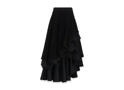 Yohji Yamamoto Ta/Pe Crepe De Chine Rounded Long Skirt "Black"