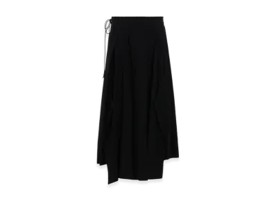 Yohji Yamamoto Ry/Li Poplin R-Unbalanced Tuck Skirt "Black"