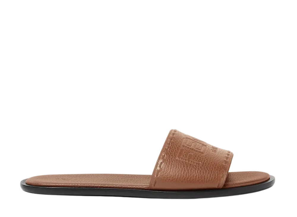 フェンディ ローマ レザー スライド "ブラウン"