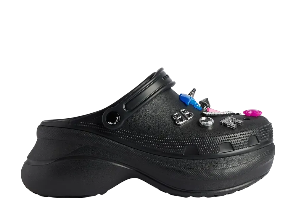 バレンシアガ クロックス ミュール ジビッツ ロゴ ブラック Crocs × BALENCIAGA Women's Mule Jibbitz 