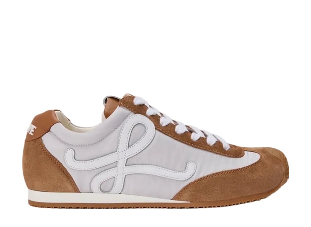 LOEWE Ballet Runner 2.0 in Nylon and Calfskin "Grey/White/Tan"