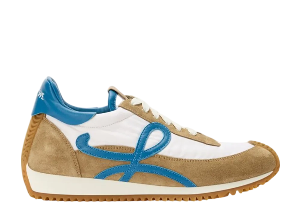 LOEWE Flow Runner in Nylon and Suede "Sand/Blue/White"