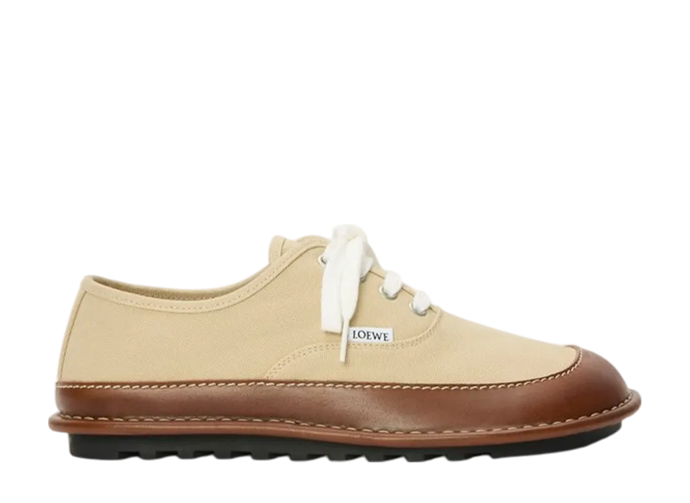 ロエベ ベイ レースアップ キャンバス&ベジタブルタンニンカーフ "ベージュ/ブラウン"