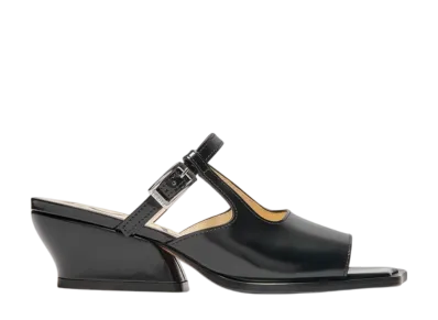 LOEWE Women's Onda Open Toe Mule in Brushed Calfskin "Black"