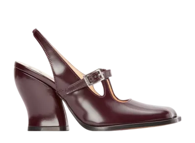 LOEWE Women's Onda Slingback Pump in Brushed Calfskin "Burgundy"