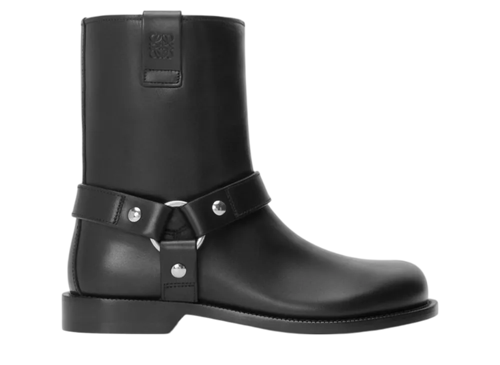 LOEWE Women's Campo Biker Boot in Calfskin "Black"