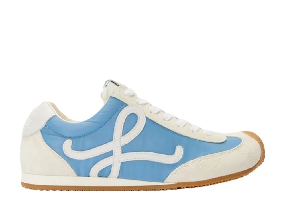 LOEWE Women's Ballet Runner 2.0 in Nylon and Calfskin "Blue/White/Soft White"