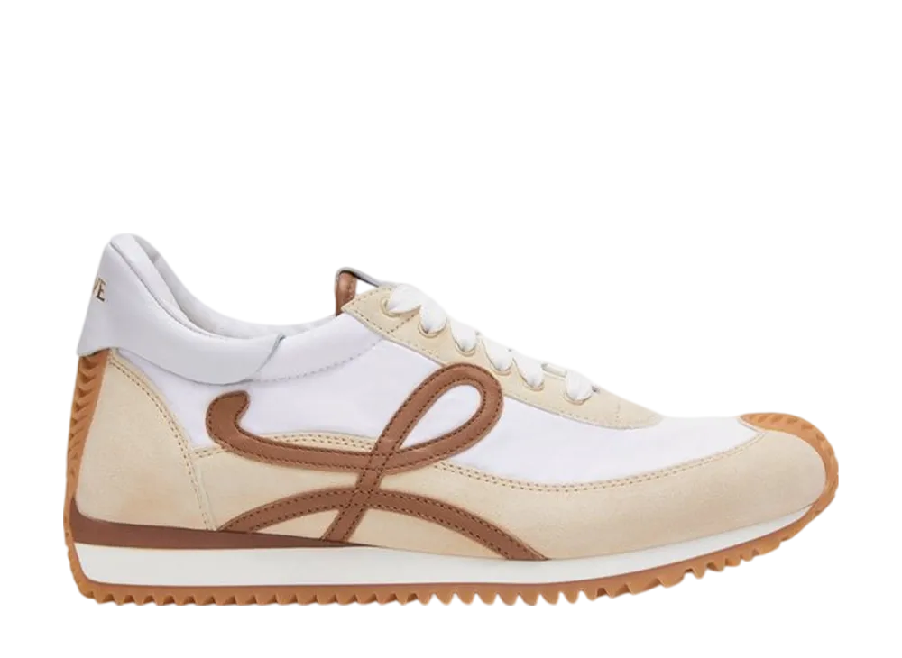 LOEWE Women's Flow Runner in Nylon and Suede "Chocolate/Almost Optic"