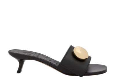 LOEWE Women's Pebble Slide in Soft Calfskin "Black"