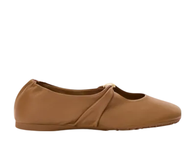 LOEWE Women's Pebble Soft Ballerina in Nappa Lambskin "Oak"