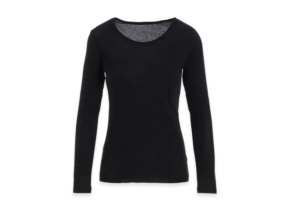 Yohji Yamamoto High Gauge Cotton Jersey Round Neck Long Slv T "Black"