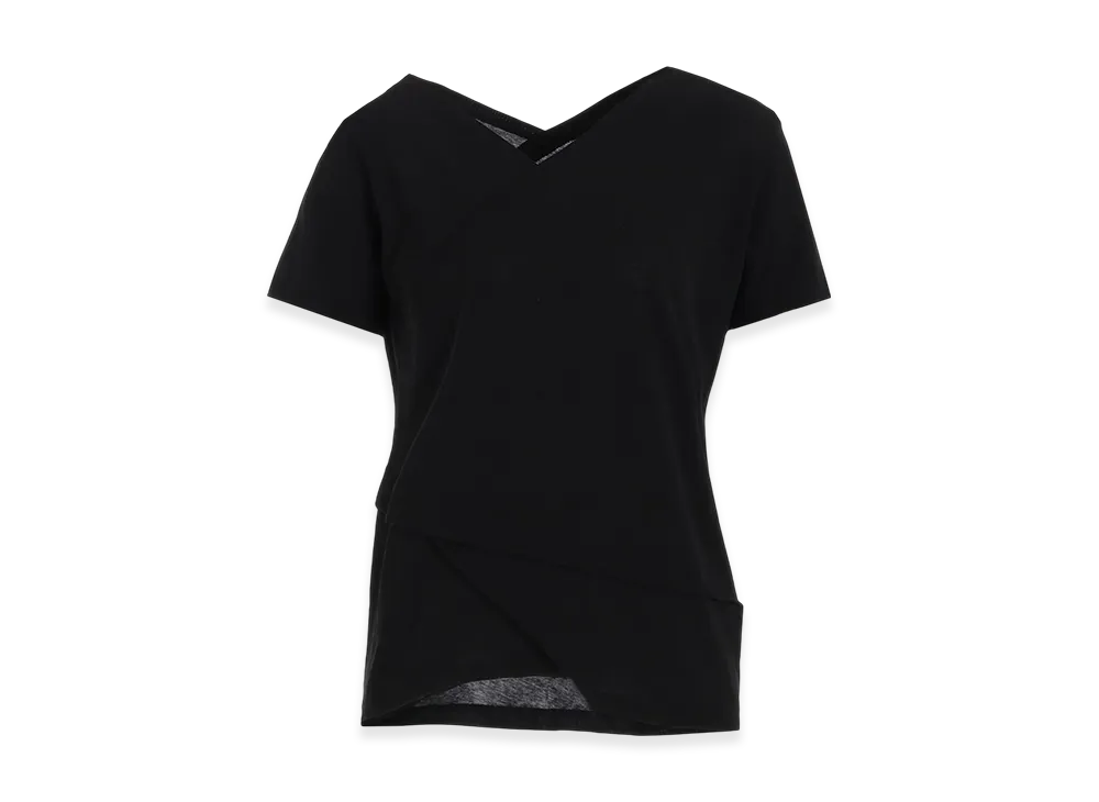 Yohji Yamamoto Ultima High Twisted Jersey Tuck Detail Short Slv T "Black"