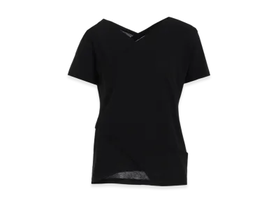 Yohji Yamamoto Ultima High Twisted Jersey Tuck Detail Short Slv T "Black"