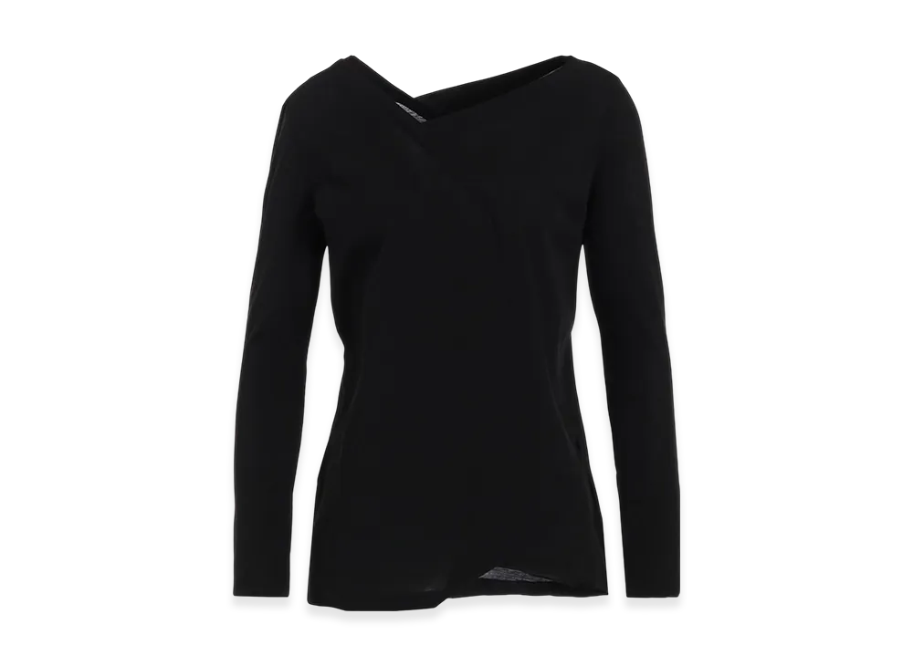 Yohji Yamamoto Ultima High Twisted Jersey Tuck Detail Long Slv T "Black"