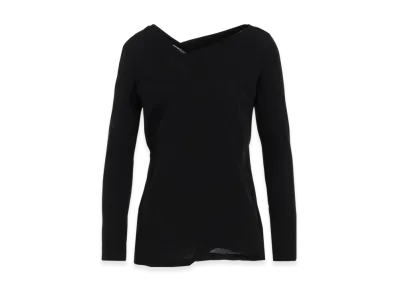 Yohji Yamamoto Ultima High Twisted Jersey Tuck Detail Long Slv T "Black"
