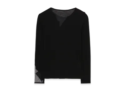 Yohji Yamamoto Kanade Diagonal Gauze Zigzag Panel Long Slv T "Black"