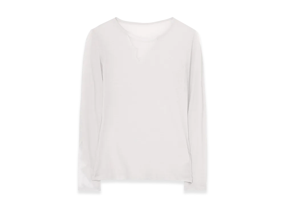 Yohji Yamamoto Kanade Diagonal Gauze Zigzag Panel Long Slv T "Light Gray"