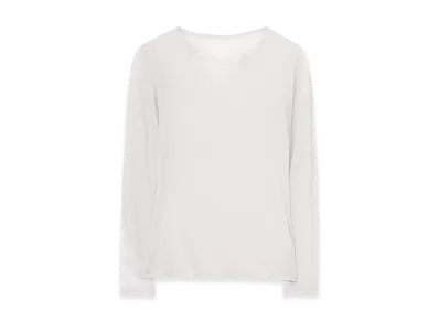 Yohji Yamamoto Kanade Diagonal Gauze Zigzag Panel Long Slv T "Light Gray"