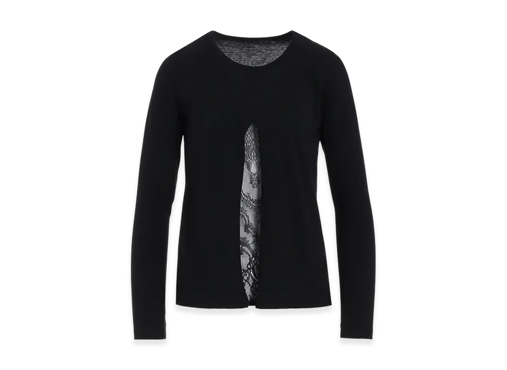 Yohji Yamamoto STF Cotton Single Jersey Cut-Out Long Sleeve T B "Black"