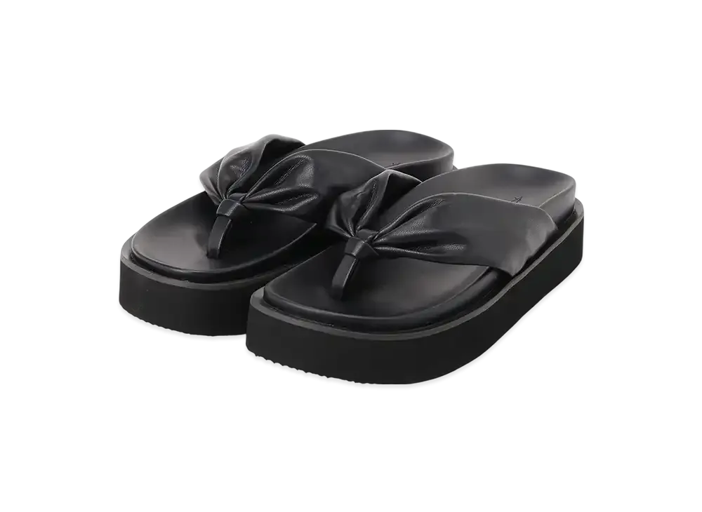 Yohji Yamamoto PU Leather A Footbed Geta Sandals "Black"