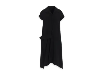 Yohji Yamamoto Gabardine R Draped Shirt Dress "Black"