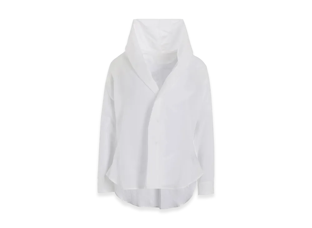 Yohji Yamamoto Ten Lawn Draped Detail Hood Dress "White"