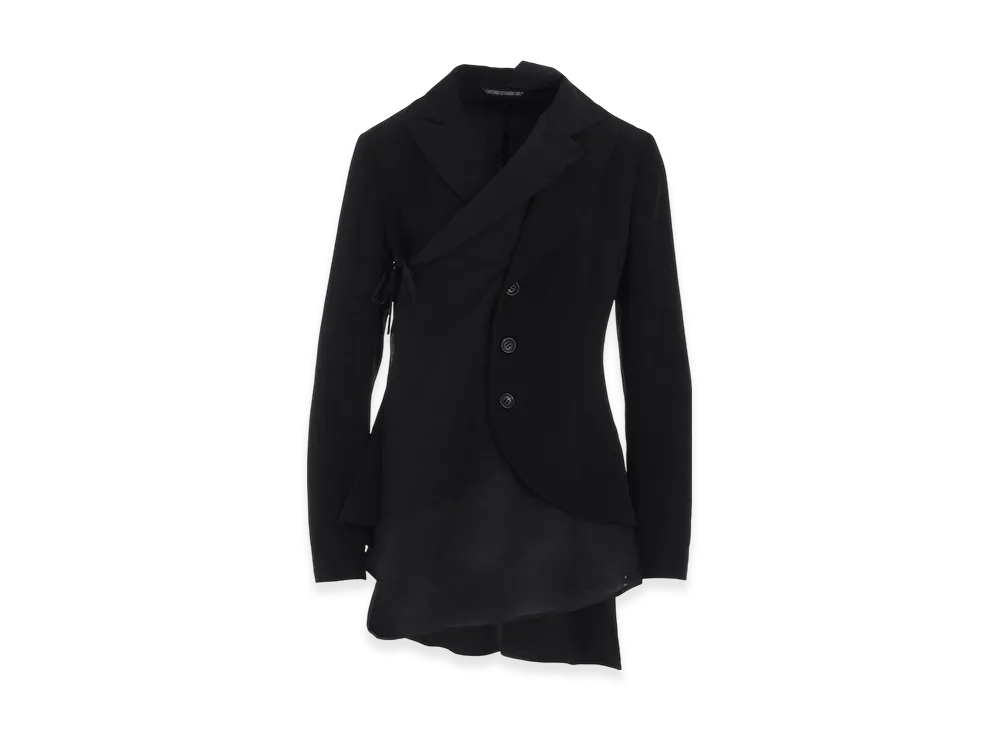 Yohji Yamamoto Ta/Pe Crepe De Chine 2 Layered Wrap Jacket "Black"