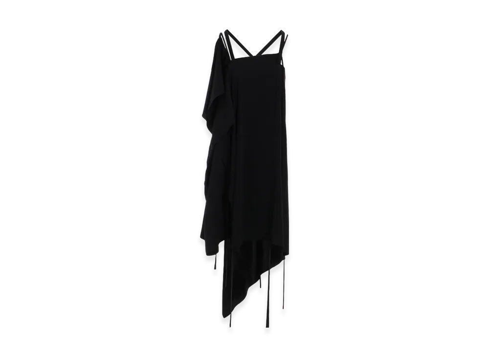 Yohji Yamamoto Ta/Pe Crepe De Chine R Draped String Dress "Black"
