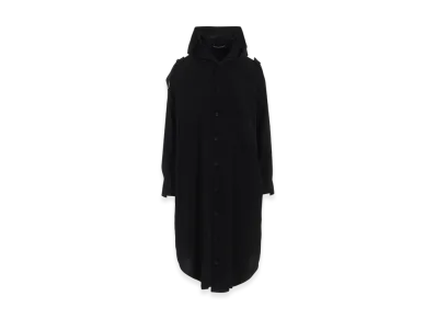 Yohji Yamamoto Ta/Pe Crepe De Chine Hooded Dress "Black"