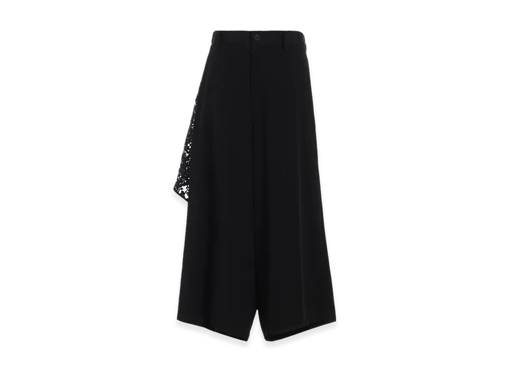 Yohji Yamamoto Ta/Pe Crepe De Chine Backside Draped D Pants "Black"