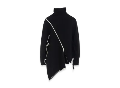 Yohji Yamamoto Plain Stitch Draped Highneck PO "Black"
