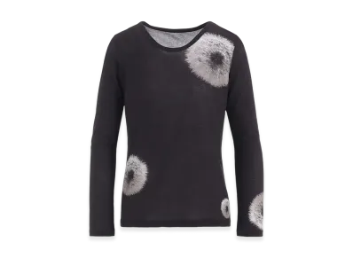 Yohji Yamamoto High Twisted Gauze Fraise Round Neck Long Slv T "Black/Off White"