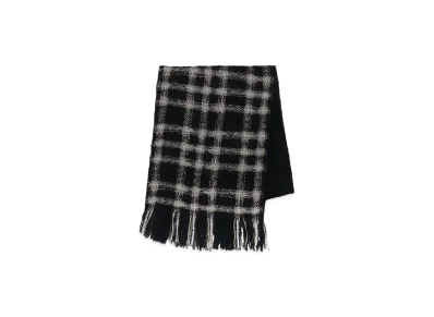 Yohji Yamamoto Plaid Pattern Cross Stole "Black/Ivory"