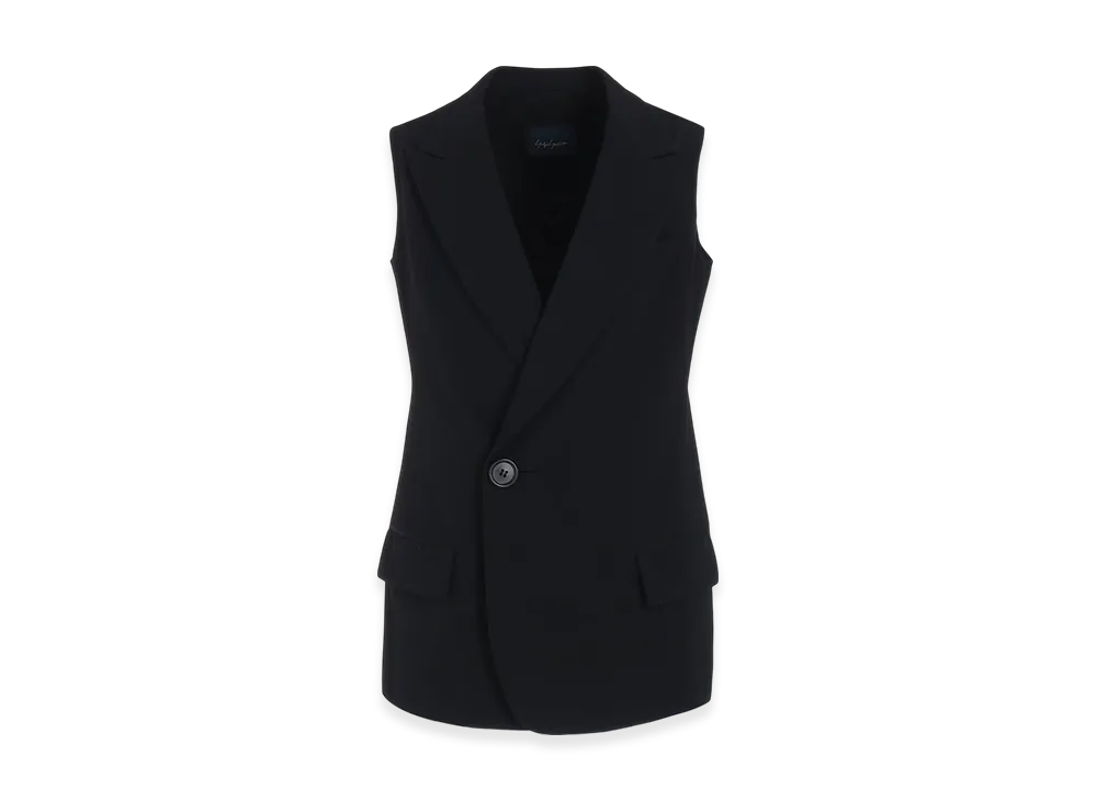 Yohji Yamamoto Gabardine R-Sleeveless Jacket "Black"