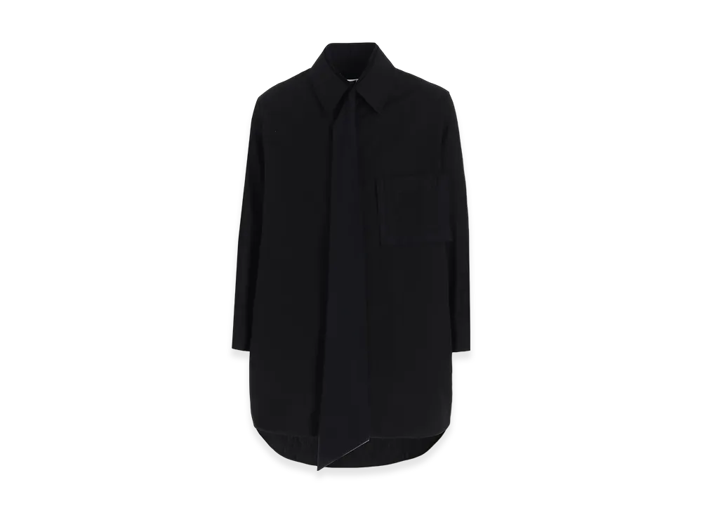 Yohji Yamamoto Broad R-Cutting Tie Blouse "Black"